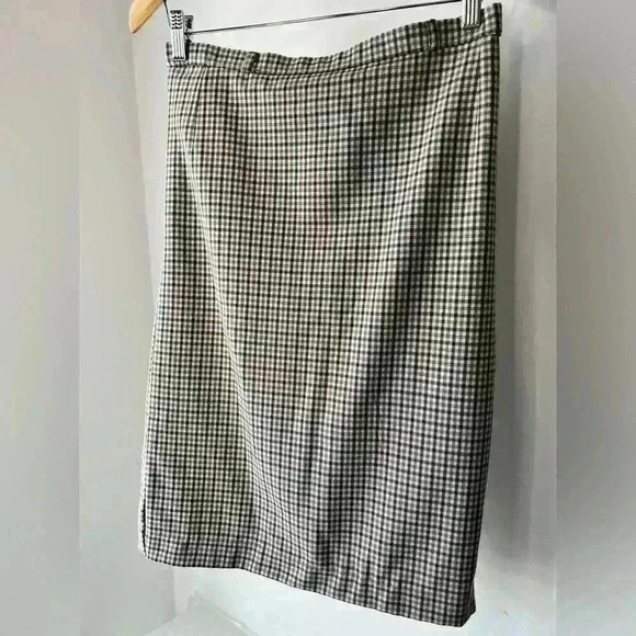 Vintage Marks and Spencer Tan Plaid Pencil Skirt Preppy Prep Old Money Small - Picture 5 of 12